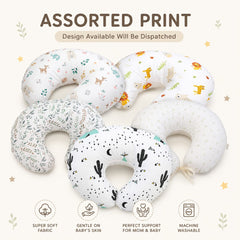 TRIDALAM Muslin Baby Feeding Pillow for Newborn (0–9Months) | Soft & Breathable Nursing Support Pillow | Assorted Prints