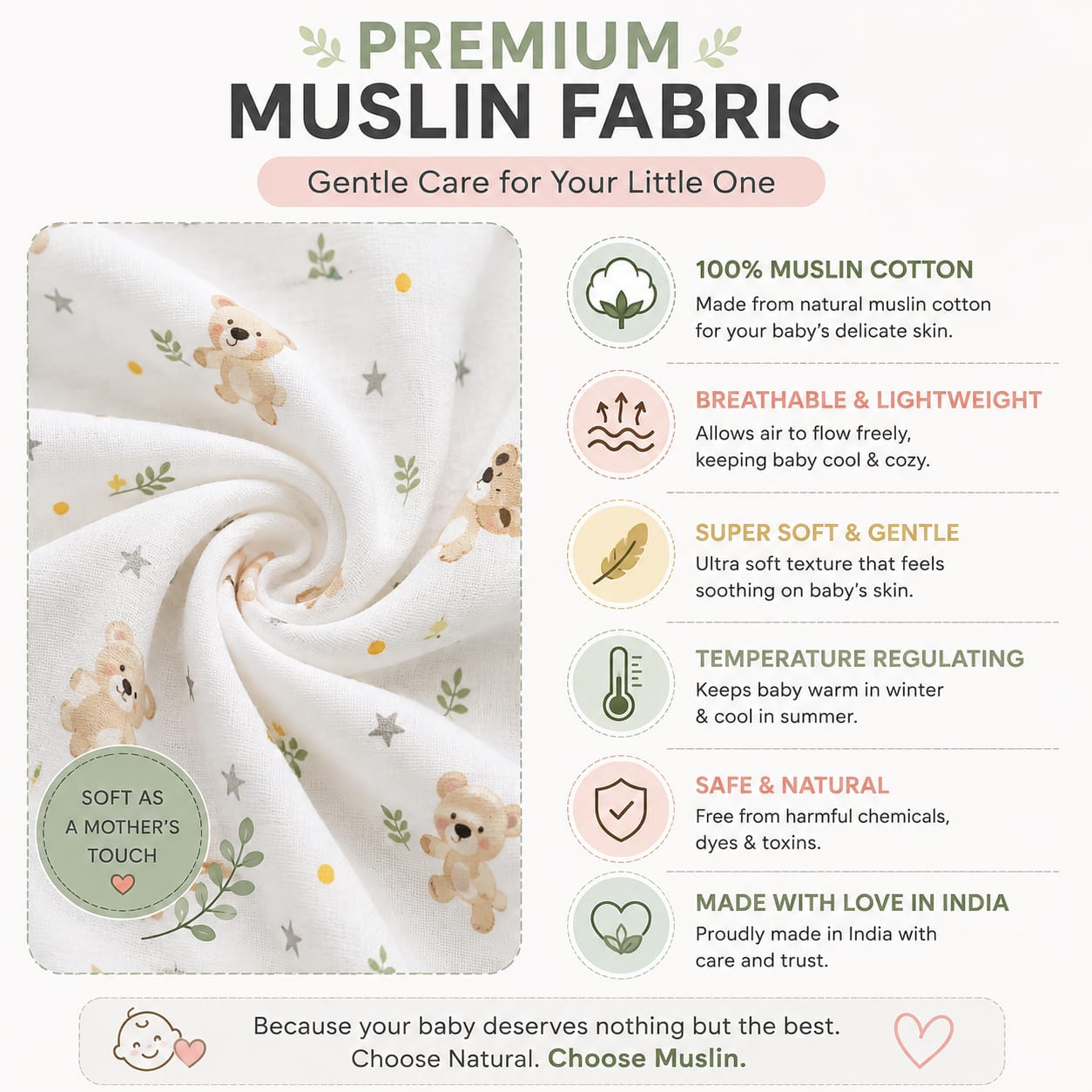 TRIDALAM Premium Muslin Baby Sleeping Bag | Soft, Breathable & Lightweight | Assorted Prints
