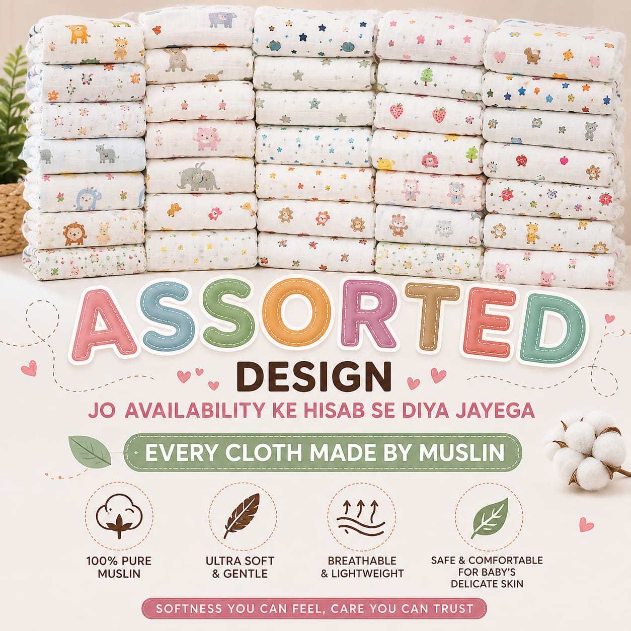 TRIDALAM Muslin Baby Feeding Pillow | Soft & Lightweight Nursing Support Pillow for Mother & Baby | Multipurpose Baby Support Cushion | Muslin Fabric | Pack of 1 | Assorted Print