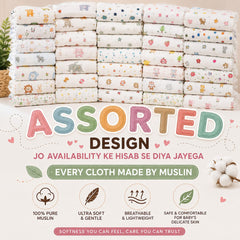 TRIDALAM Premium Muslin Baby Blanket for Newborn | Super Soft & Lightweight Baby Blanket | Breathable Muslin Fabric | Gentle Baby Blanket | Pack of 1 | Assorted Print