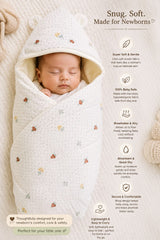 TRIDALAM Baby Super Soft Muslin Wrap for Newborn Baby | Premium Cotton Filled Baby Wrap | Gentle & Breathable Muslin Fabric | Pack of 1 | Assorted Design